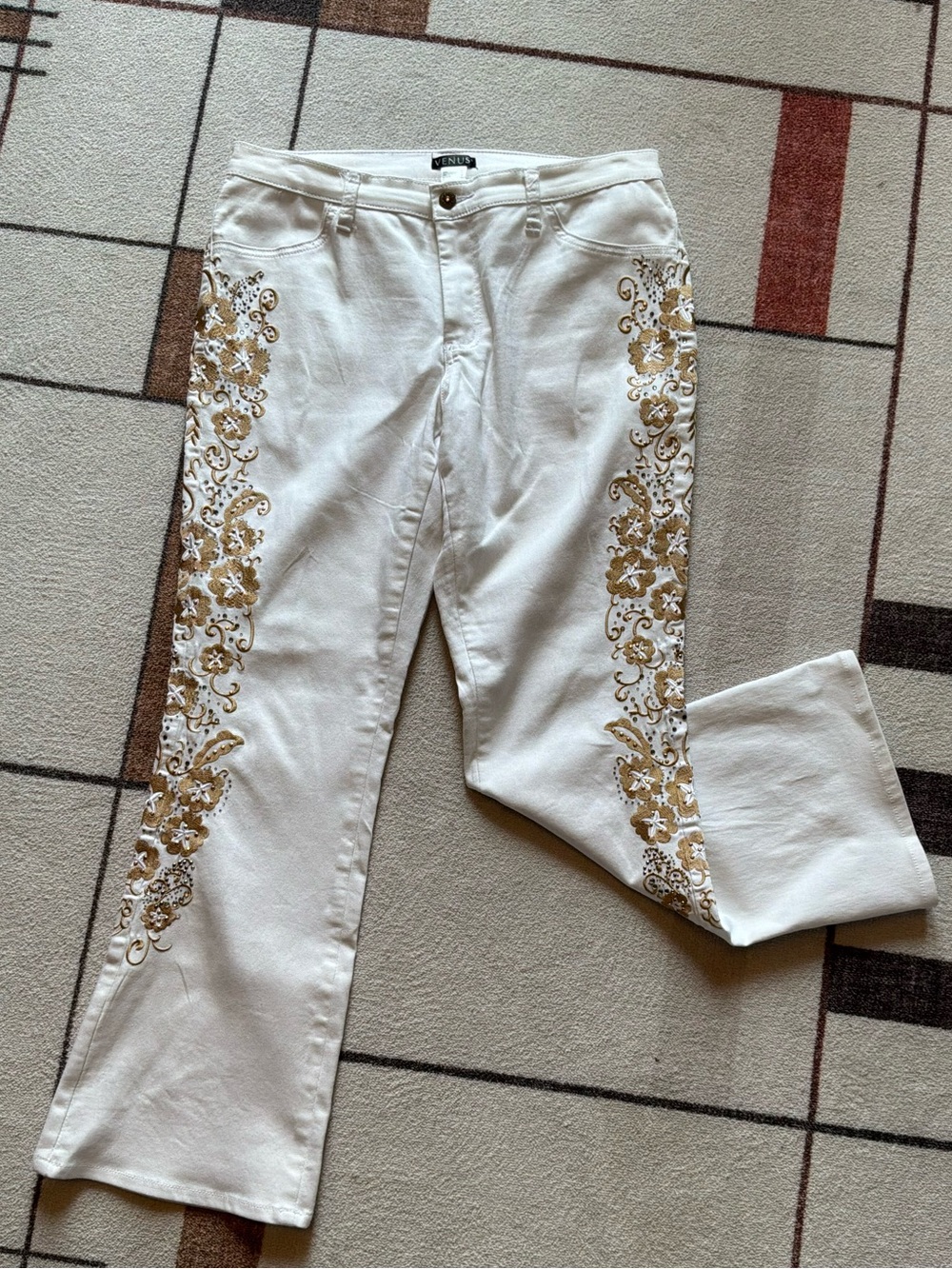 Venus Fame Embroidered Women’s Jeans with Rhinestone Accents